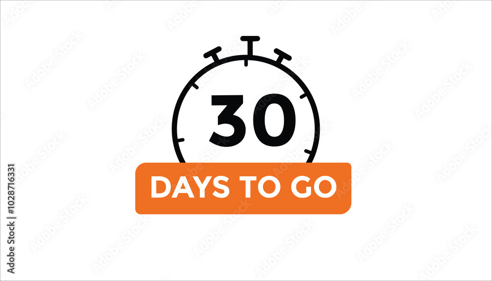 30 days to go Countdown number banner templates. time icon. Vector Illustration 30 days to go Countdown number banner templates. time icon. Vector Illustration