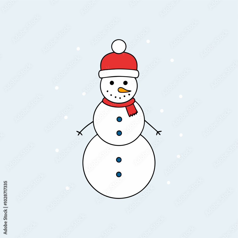 Festive Christmas snowman vector with a hat, scarf, and snowflakes, perfect for holiday decor. Festive Christmas snowman vector with a hat, scarf, and snowflakes, perfect for holiday decor.