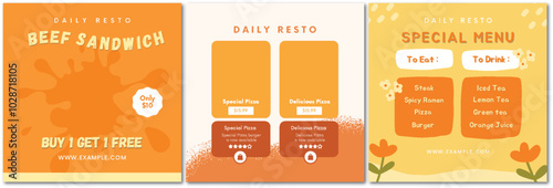Super delicious fast food social media post template. Healthy and tasty food banner, flyer or poster design for online business marketing and promotion. Restaurant offer menu design with brand logo.