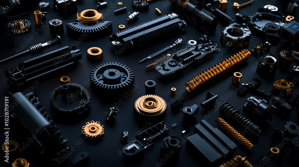 An array of mechanical car parts like bearings, gears, and bolts carefully laid out on a dark surface, evoking the expertise and technical know-how of automotive repair. An array of mechanical car parts like bearings, gears, and bolts carefully laid out on a dark surface, evoking the expertise and technical know-how of automotive repair.