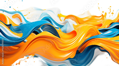 Color brush paint ribbon stroke swirl abstract splash background wave isolated on the white/transparent background