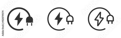 Electric car vector icon set. Electric car charging point symbol. Electric car icon