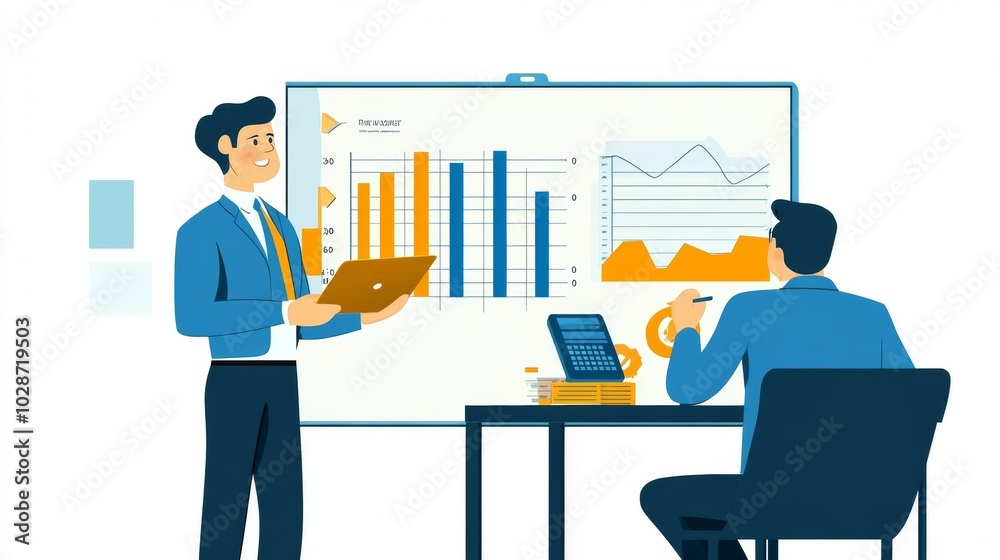 Vector illustration of office people: Shaping business growth through strategic marketing and analytics
