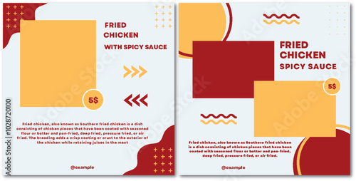 fried chicken white spicy sauce, perfect for restaurants and food businesses, Social Media Post Template