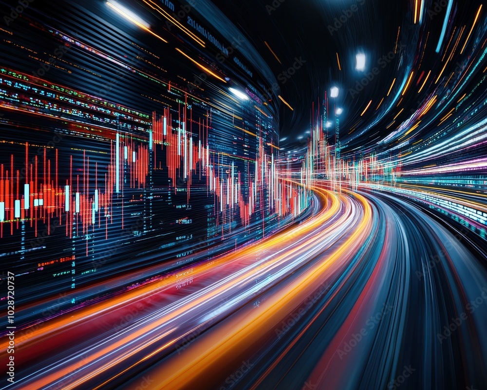 Fototapeta premium Curves in motion symbolizing price changes in markets
