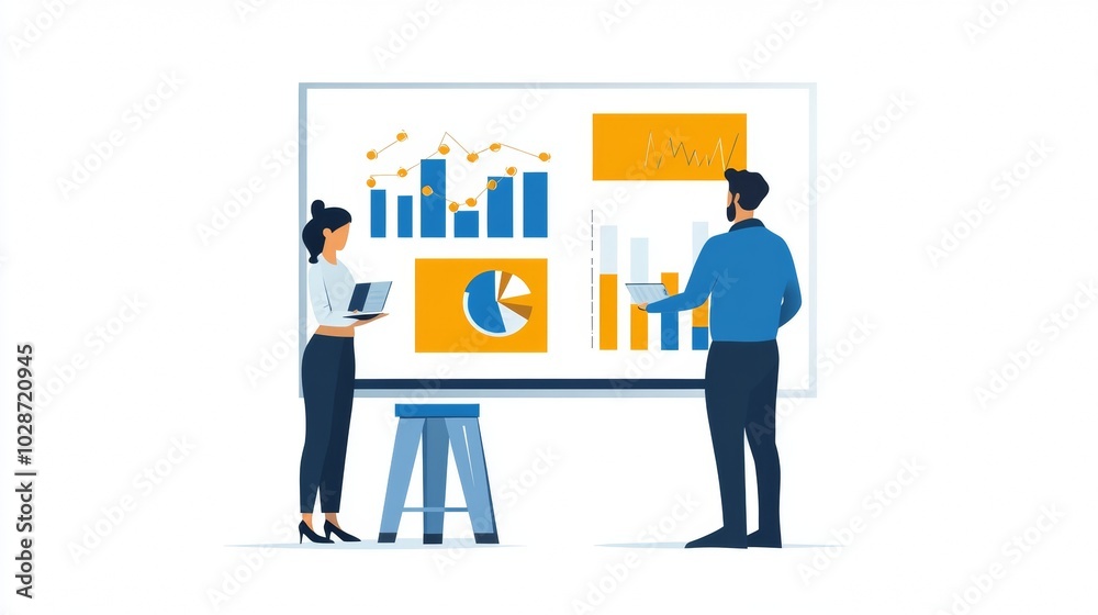 Vector illustration of office people: Driving business success with innovative digital marketing and content plans Vector illustration of office people: Driving business success with innovative digital marketing and content plans