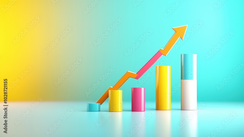 Curves rising on a bright background representing business growth Curves rising on a bright background representing business growth