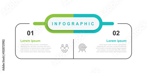 2 step process infographic template vector element with icons suitable for business information and web presentation