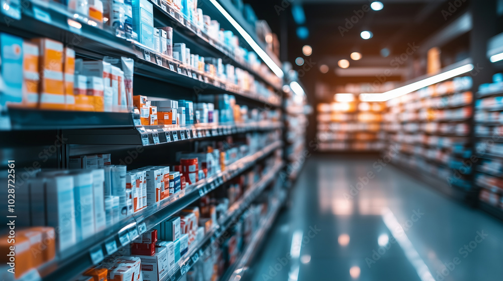 A well-lit pharmacy with shelves stocked with a wide variety of over-the-counter drugs, healthcare products, and medical supplies, catering to customersâ varying healthcare needs. A well-lit pharmacy with shelves stocked with a wide variety of over-the-counter drugs, healthcare products, and medical supplies, catering to customersâ varying healthcare needs.
