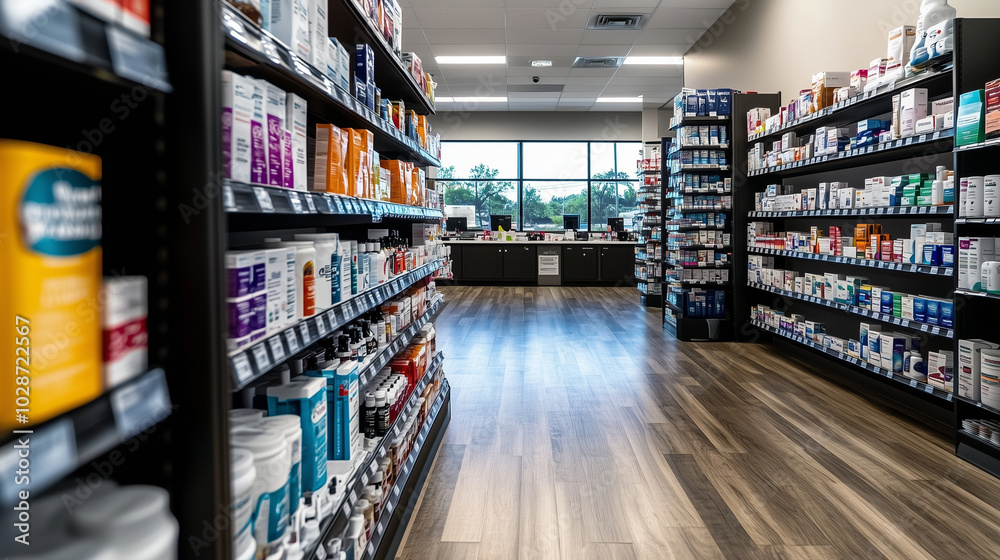 A well-lit pharmacy with shelves stocked with a wide variety of over-the-counter drugs, healthcare products, and medical supplies, catering to customersâ varying healthcare needs. A well-lit pharmacy with shelves stocked with a wide variety of over-the-counter drugs, healthcare products, and medical supplies, catering to customersâ varying healthcare needs.