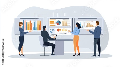 Vector illustration of office people: Elevating business growth with integrated marketing and content plans
