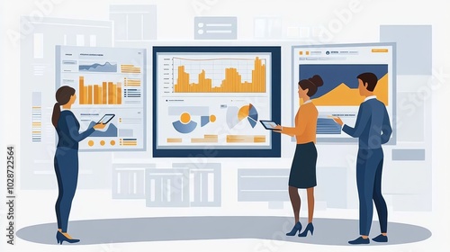 Vector illustration of office people: Elevating business growth with integrated marketing and content plans