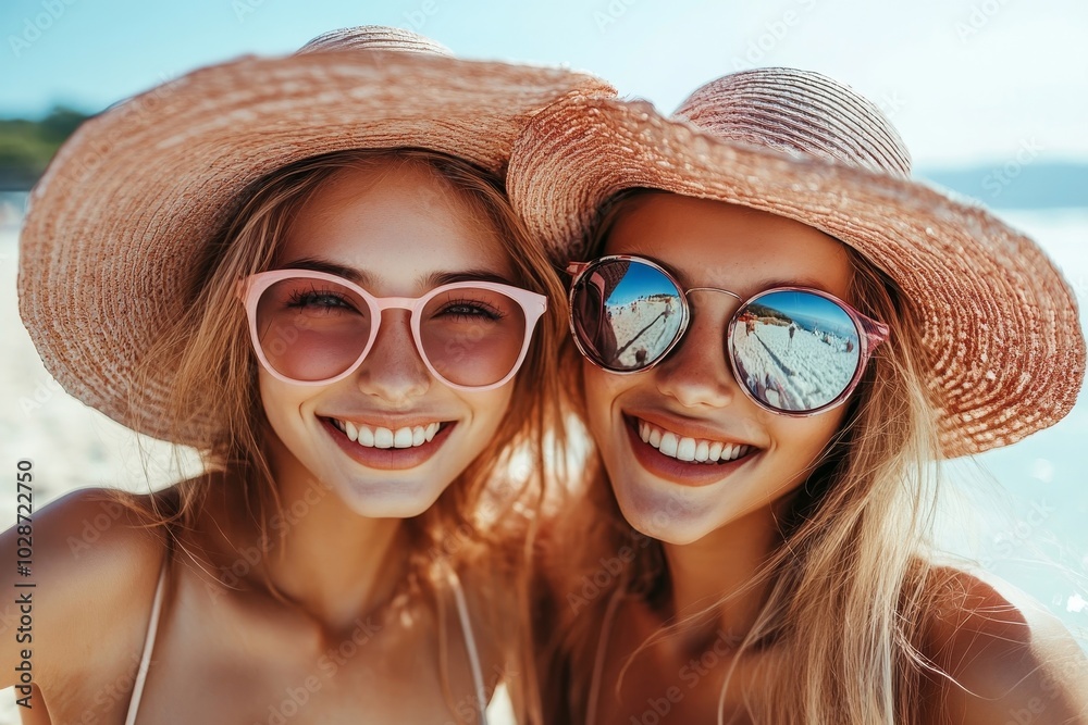 Best friends enjoying summer holidays, Generative AI Best friends enjoying summer holidays, Generative AI
