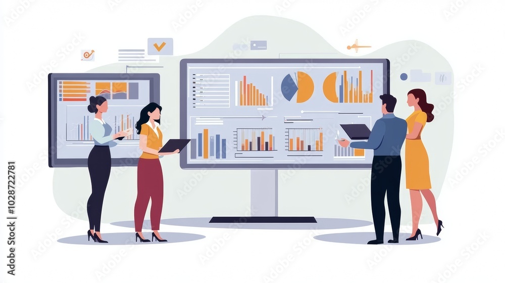Vector illustration of office people: Building effective marketing strategies with a strong content foundation Vector illustration of office people: Building effective marketing strategies with a strong content foundation