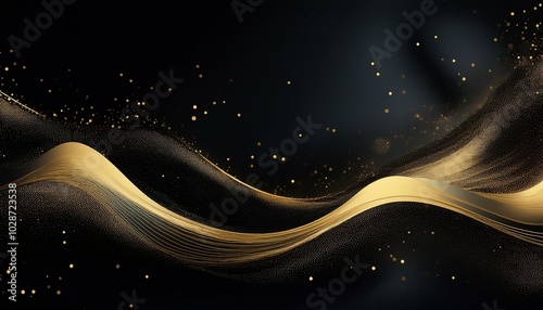 黒の背景と金の曲線