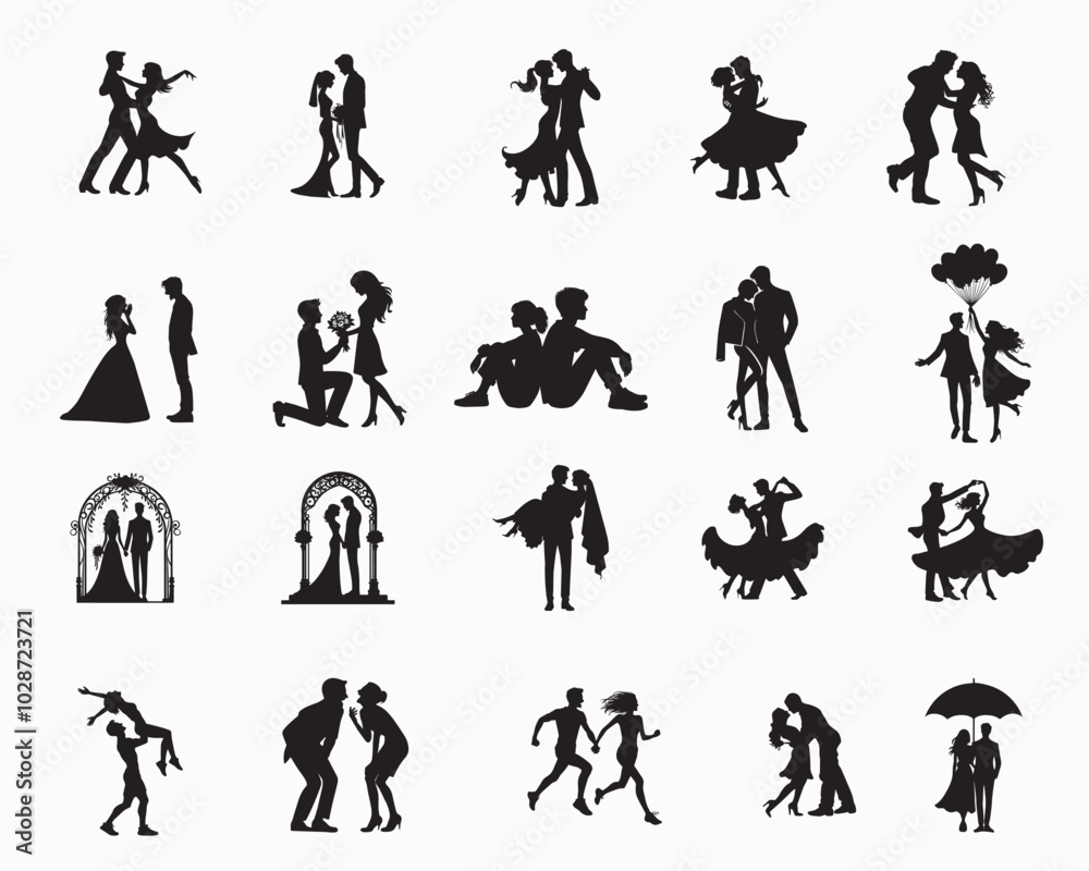 Couple silhouettes Design Bundle - Romantic Couple Vector illustration
Couple silhouettes Design Bundle - Romantic Couple Vector illustration