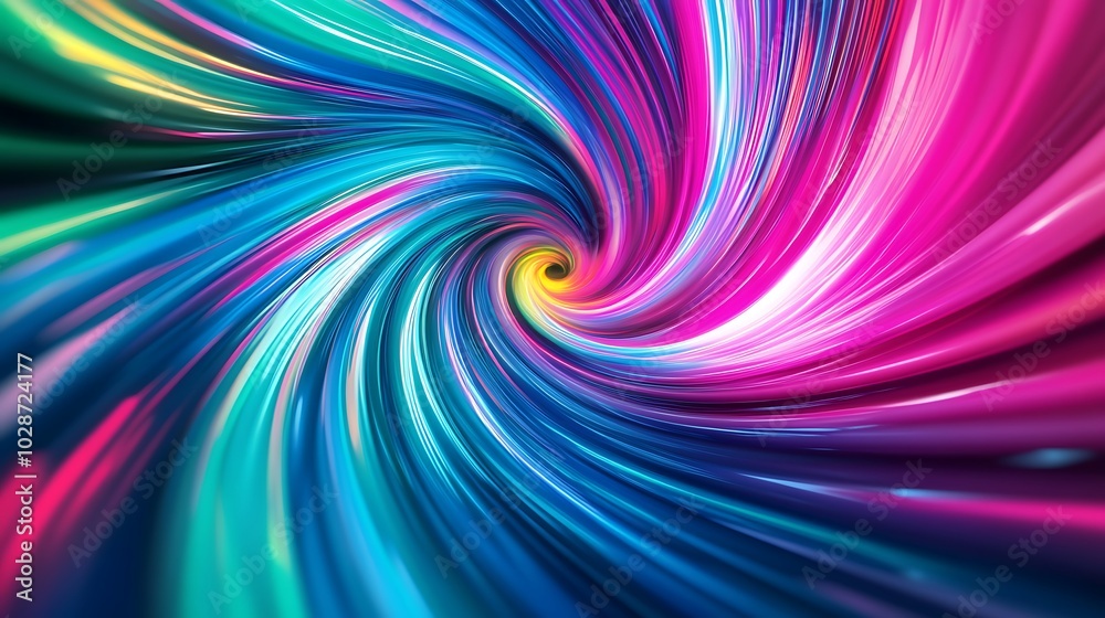 Abstract swirl of colorful lines in a spiral pattern.