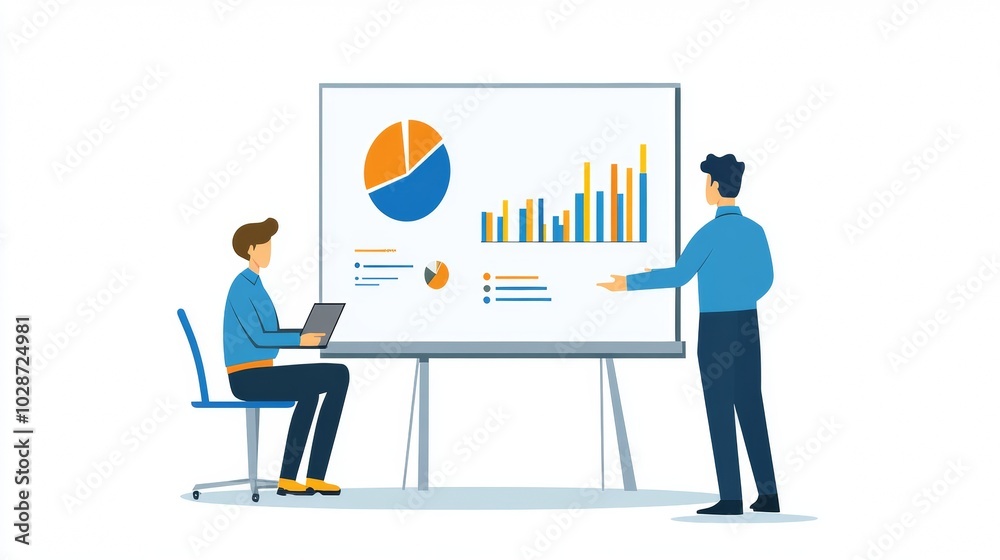 Vector illustration of office people: Streamlining marketing and business analysis for improved outcomes