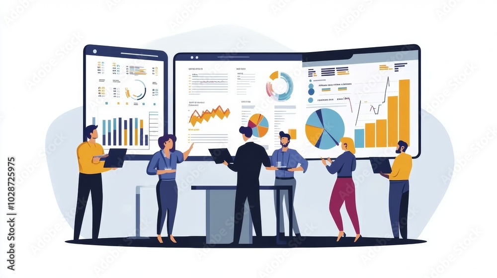 Vector illustration of office people: Applying data-driven strategies to refine content and marketing