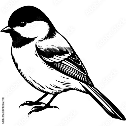 black and white chickadee bird