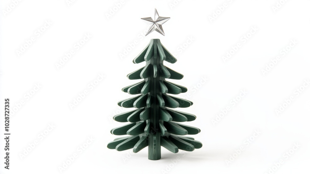Fototapeta premium 3d vector abstract green christmas tree without decoration