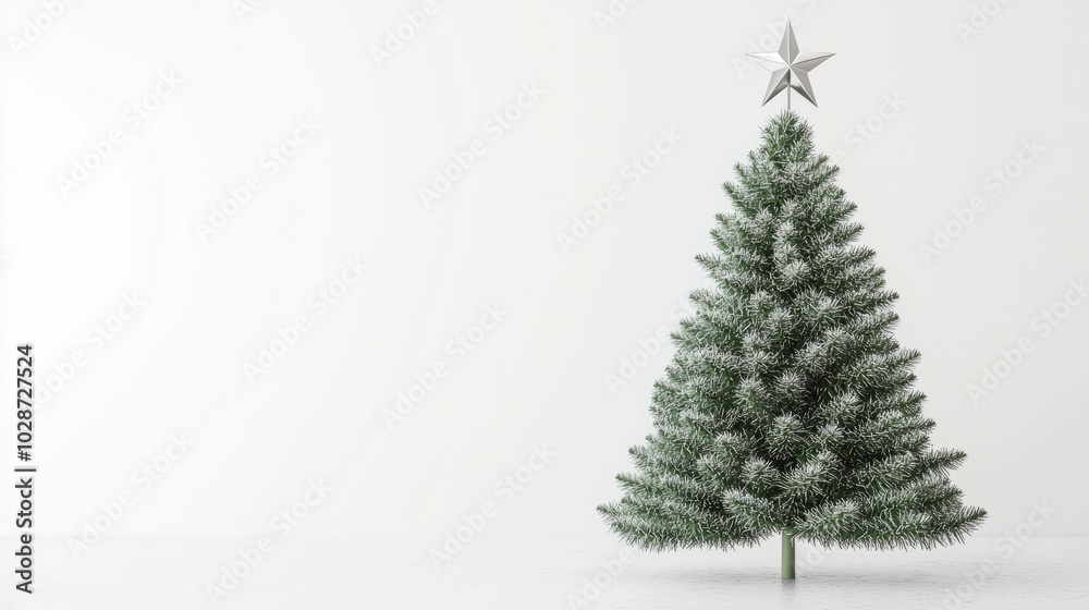 Fototapeta premium green and fresh christmas tree against white background