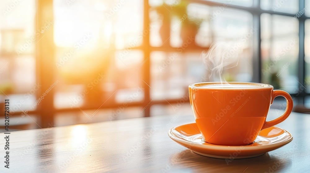 Steaming Coffee Cup in Morning Light Steaming Coffee Cup in Morning Light