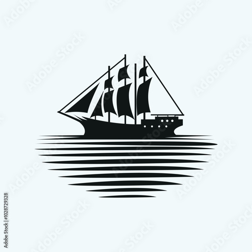 Ship Logo design template for Marine Business