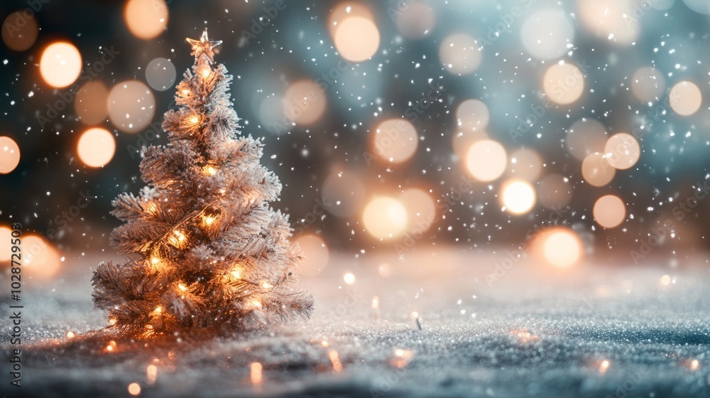 Naklejka premium christmas tree against shiny background