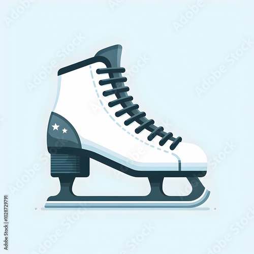 Minimalist Flat Vector Ice Skates Illustration Isolated on White Background - Ideal for Winter Sports Infographics and Promotional Use