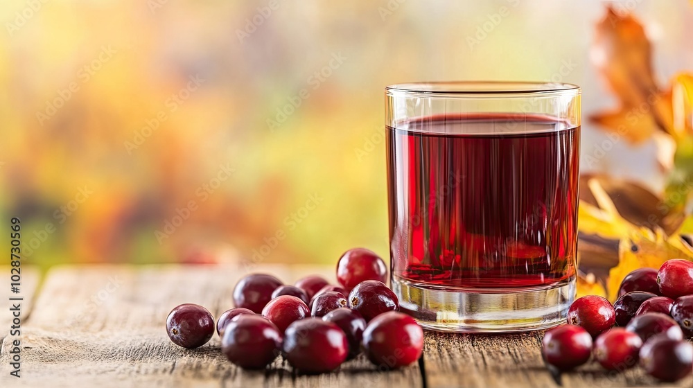 Vibrant Red Drink in a Glass with Fresh Berries Vibrant Red Drink in a Glass with Fresh Berries