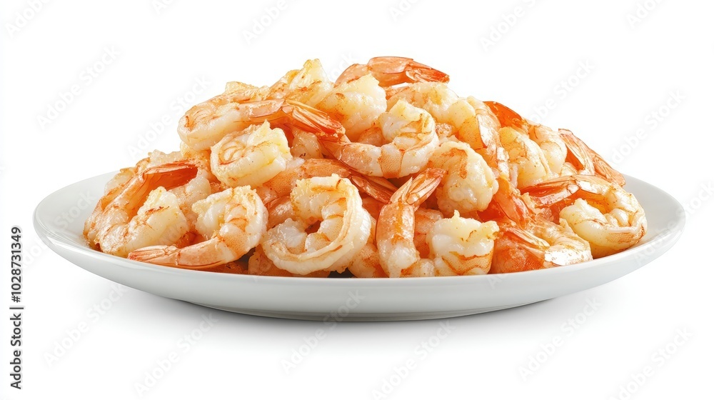 Fresh Cooked Shrimp on White Plate Fresh Cooked Shrimp on White Plate