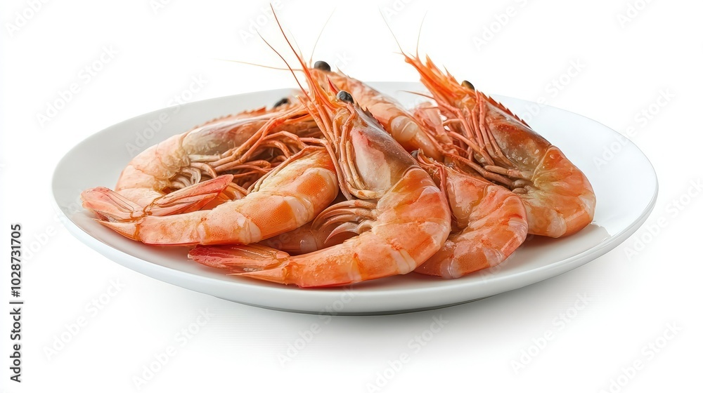 Fresh Shrimp on Plate for Delicious Seafood Dish Fresh Shrimp on Plate for Delicious Seafood Dish