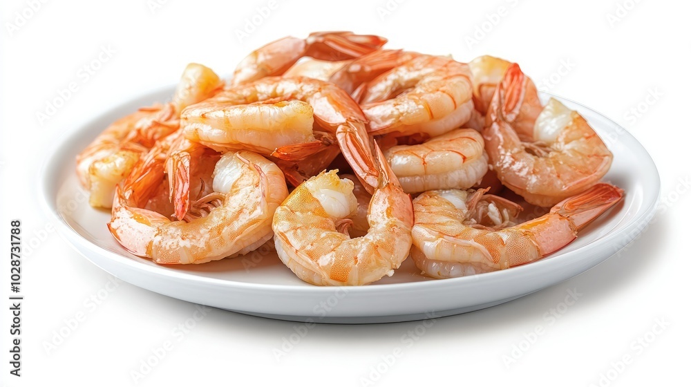 Fresh Shrimp on a White Plate for Culinary Use Fresh Shrimp on a White Plate for Culinary Use