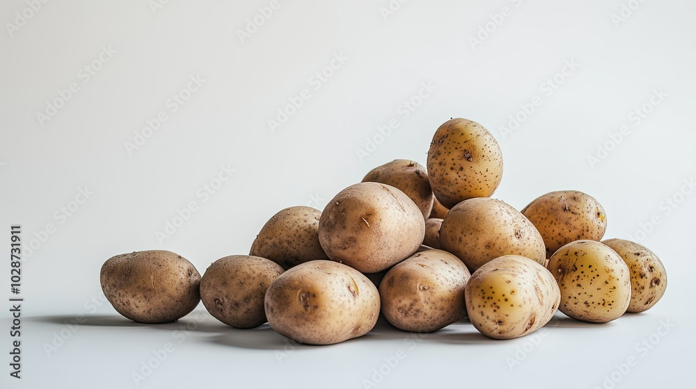 Fresh Potatoes Piled on a Neutral Background Fresh Potatoes Piled on a Neutral Background