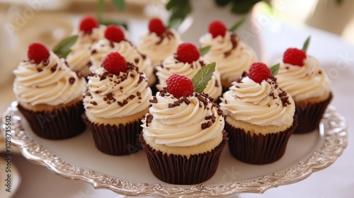 Cupcake Menu. Wedding Party Snack Platter with Miniature Cupcakes