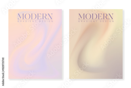 Set of 2 cover templates with soft pastel gradient backgrounds in a modern style. For brochures, booklets, banners, posters, business cards, social media and other projects. 