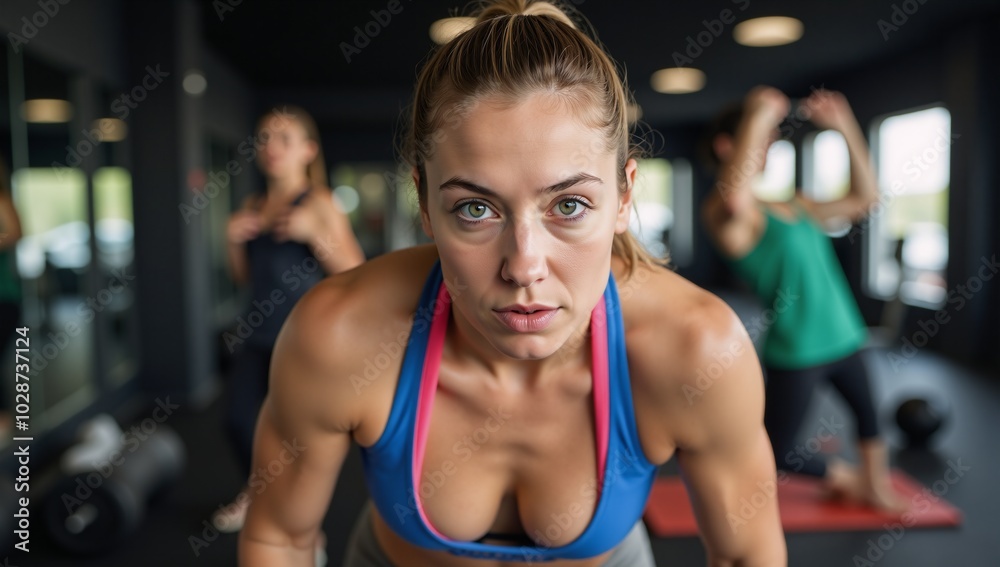 Young woman exercising at a gym for health and fitness purposes