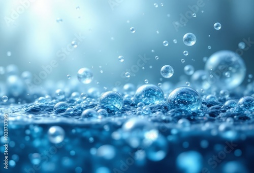 Water Droplets on Blue Surface .