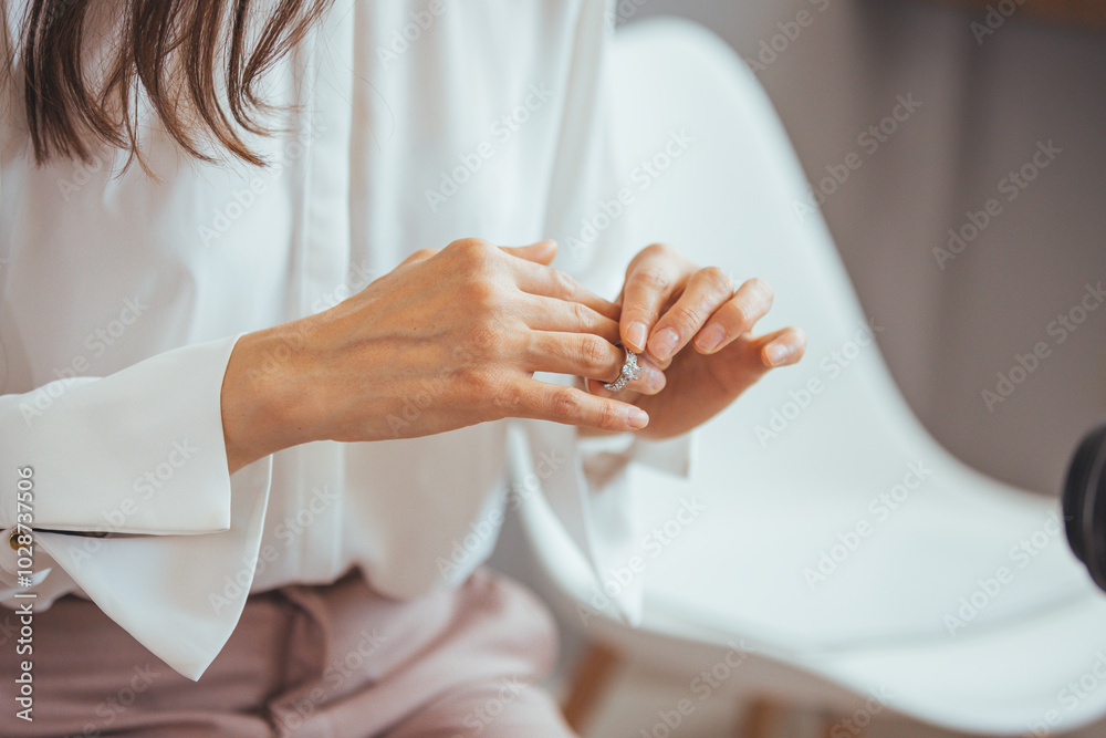 custom made wallpaper toronto digitalWoman Removing Wedding Ring in Thoughtful Moment