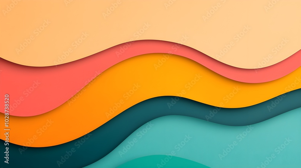 Abstract layered waves in vibrant colors