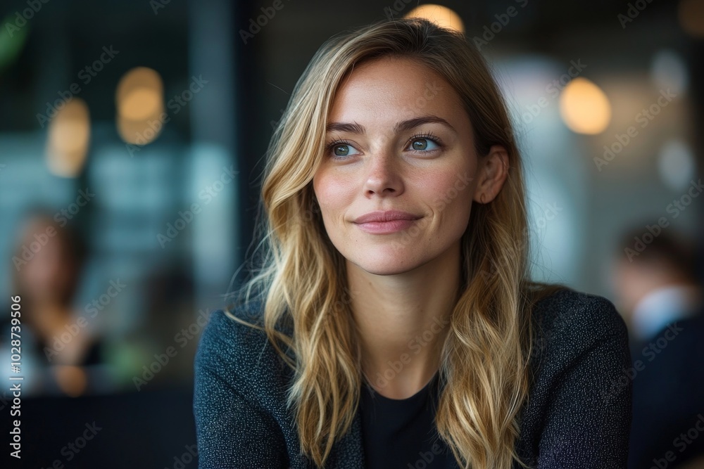 Businesswoman sharing new ideas in meeting, Generative AI Businesswoman sharing new ideas in meeting, Generative AI