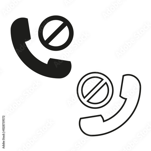 Phone prohibition icon. Call blocking symbol. Telephone no access. Vector communication.