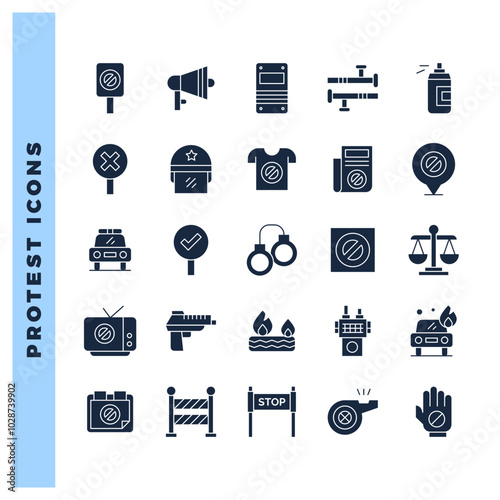 25 Protest Glyph icon pack. vector illustration.