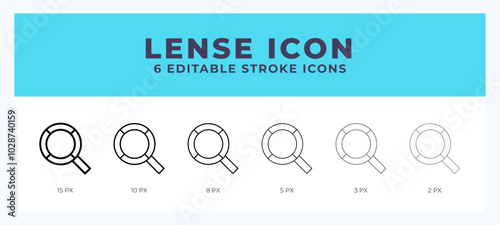 Lense lineal icon symbol vector. Black outline for web. App. Presentation and more.