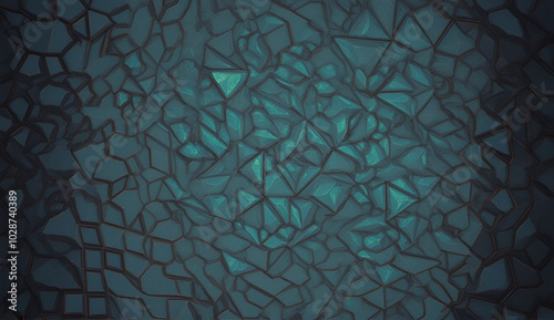 Wallpaper Mural Dark abstract background with shattered glass effect in shades of teal Torontodigital.ca