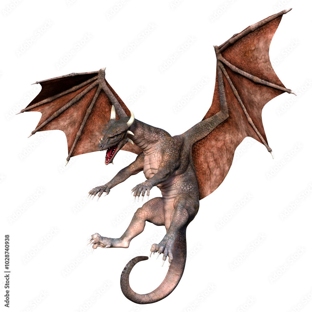 Fototapeta premium 3D Rendering Fairy Tale Dragon on White