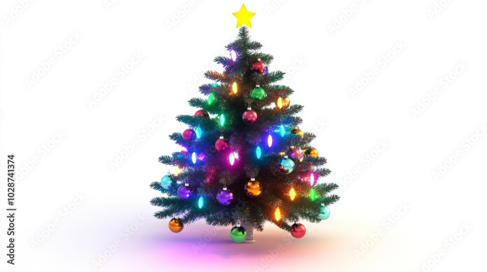 christmas tree with lights and ornaments. christmas tree with lights and ornaments.