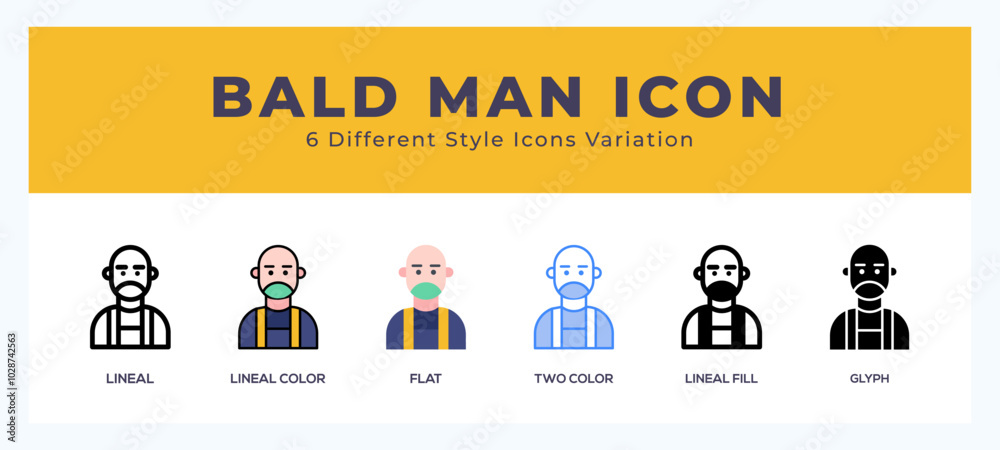 Bald man icon set. vector illustration.