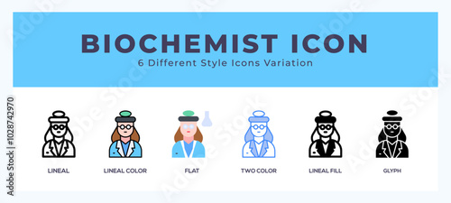 Biochemist icons set of simple vector illustration.
